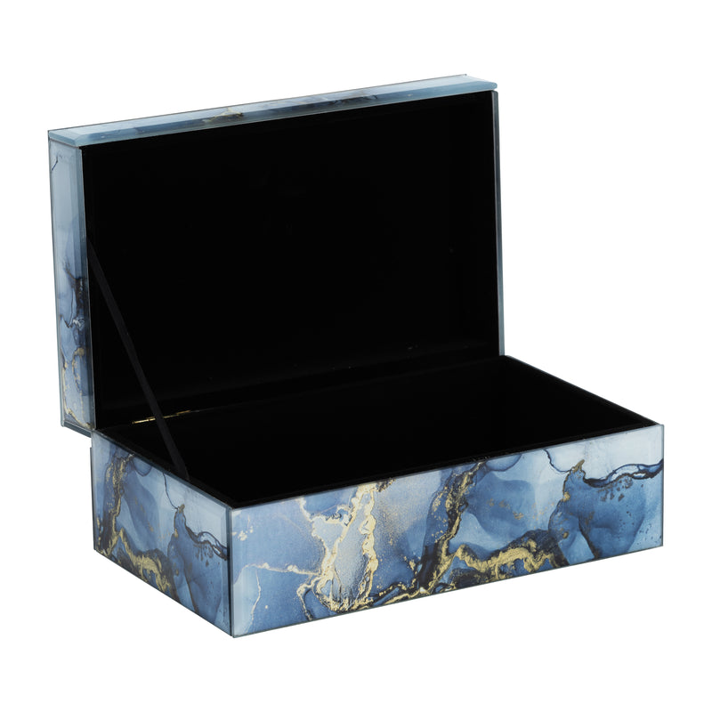 WOOD, 8X5 ABSTRACT BOX, BLUE/GOLD