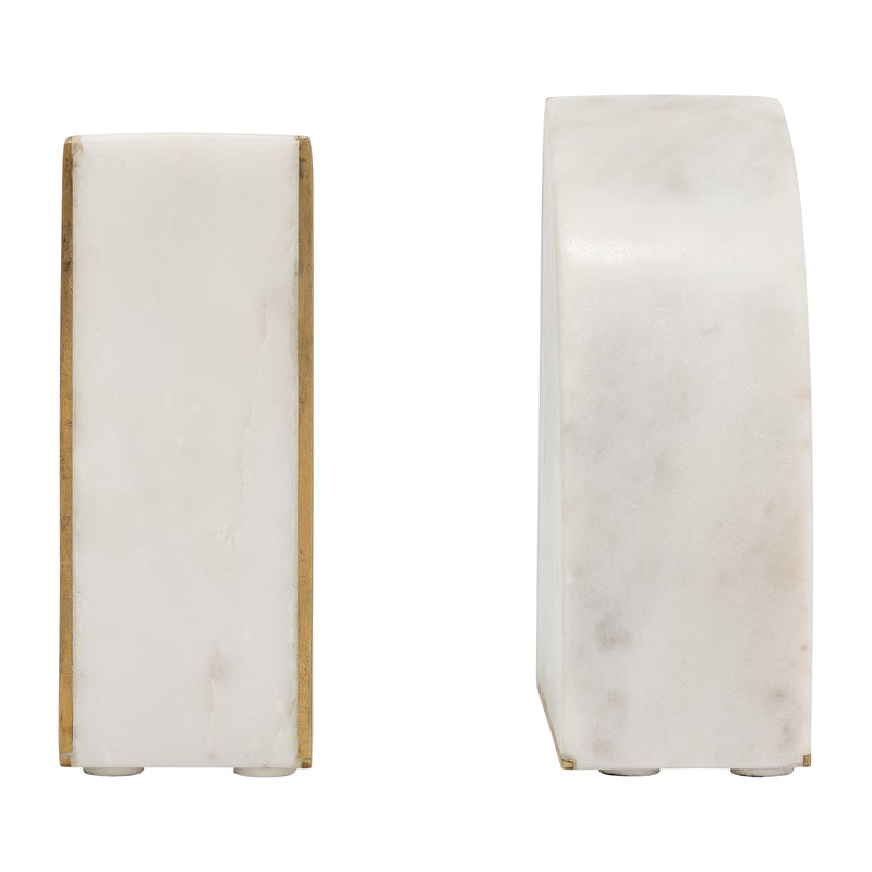 MARBLE, S/2 8"H PIE BOOKENDS, WHITE