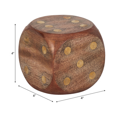 WOOD, 4X4 DICE, ANTIQUE BROWN