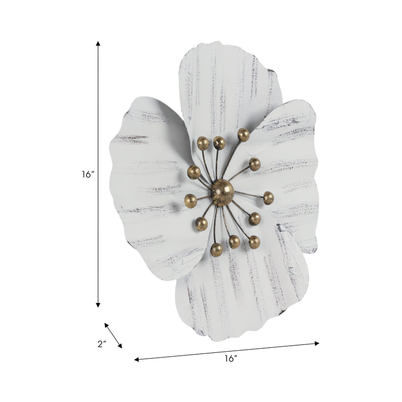 METAL 16" WALL FLOWER, WHITE,WB