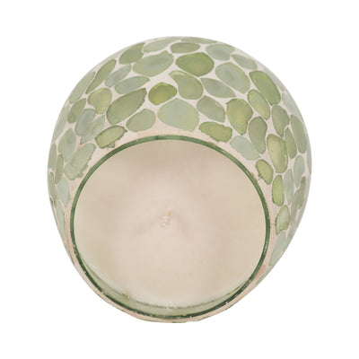 Glass, 4" 11 Oz Mosaic Scented Candle, Light Green