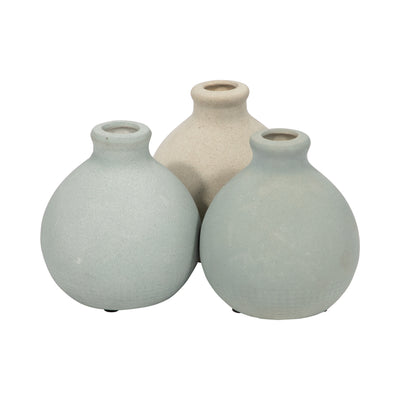 CLAY, S/3 5" BUD VASES, MULTI