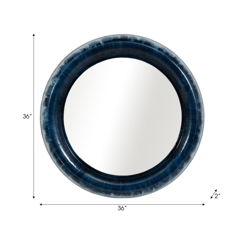 METAL 36" ROUND MIRROR, BLUE