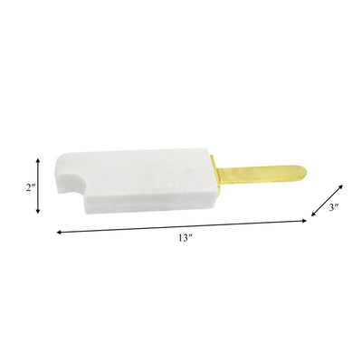 METAL/MARBLE,13",BITTEN POPSICLE DECO,WHITE