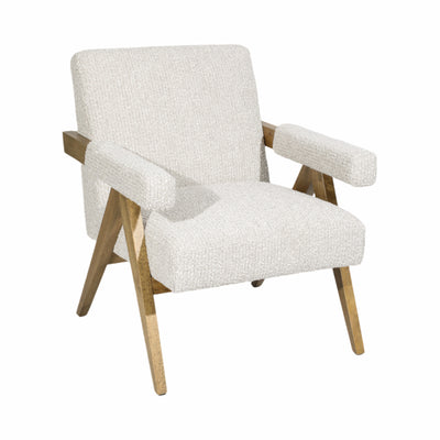 WOOD, SCANDINAVIAN ACCENT CHAIR, IVORY