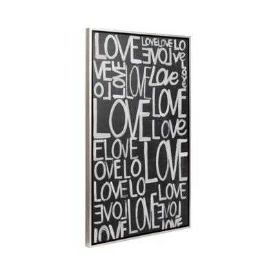 S/2 71x59 Hand Painted Love Scribble, Black/white