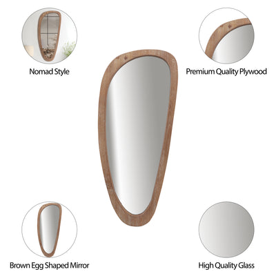 WOOD, 15X36 EGG SHAPED MIRROR, BROWN WB