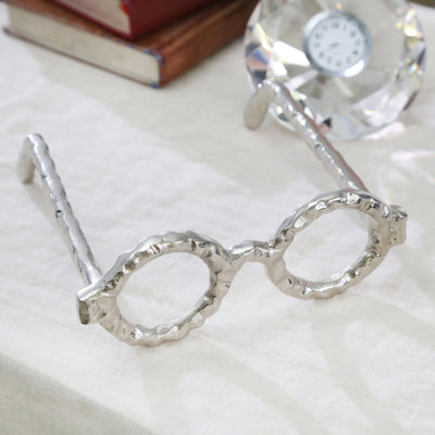 ALUMINUM GLASSES SCULPTURE, SILVER