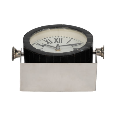 METAL TABLE CLOCK 6'' NICKEL BLACK