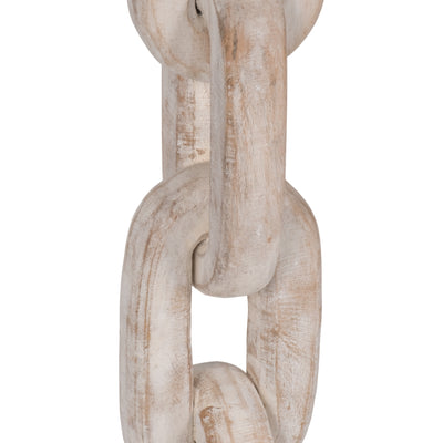 Wood, 11" Chain Pillar Candle Holder, White