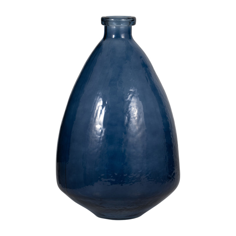 GLASS, 19" BALLOON VASE, BLUE