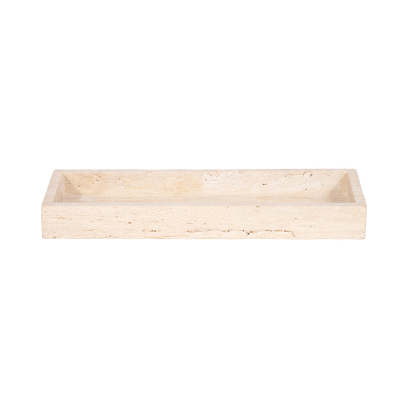 18" Travertine Rectangular Tray, Tan