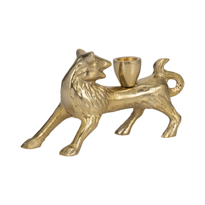 8" Fox Taper Candle Holder, Gold