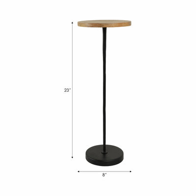 Metal/Wood, 21"H Drink Table, Brown/Black Kd