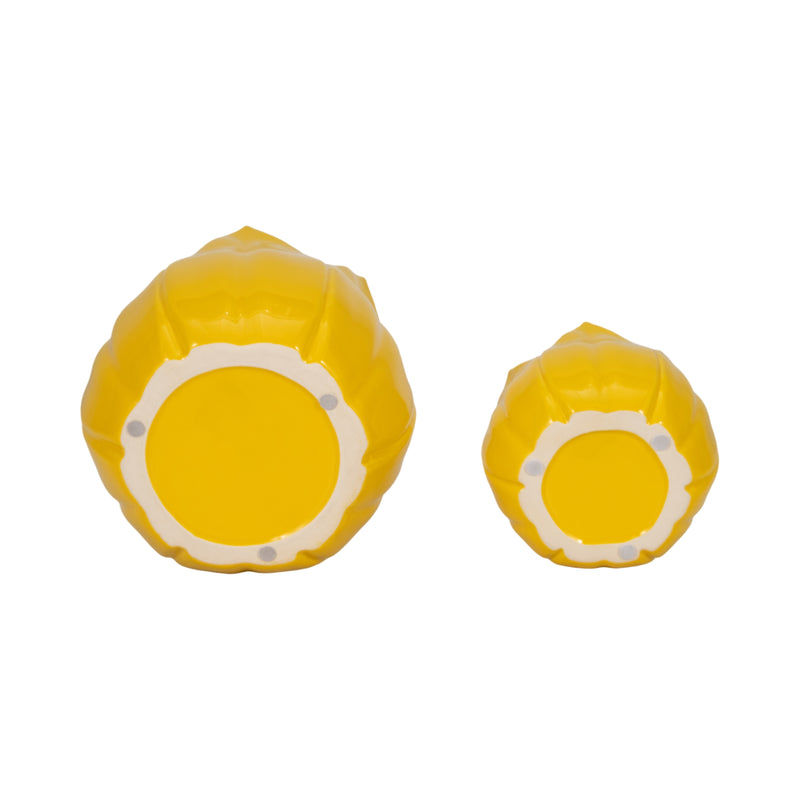 S/2 5/8" Petal Planters, Yellow