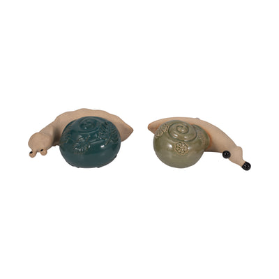 S/2 7" Garden Snails, Blue/green