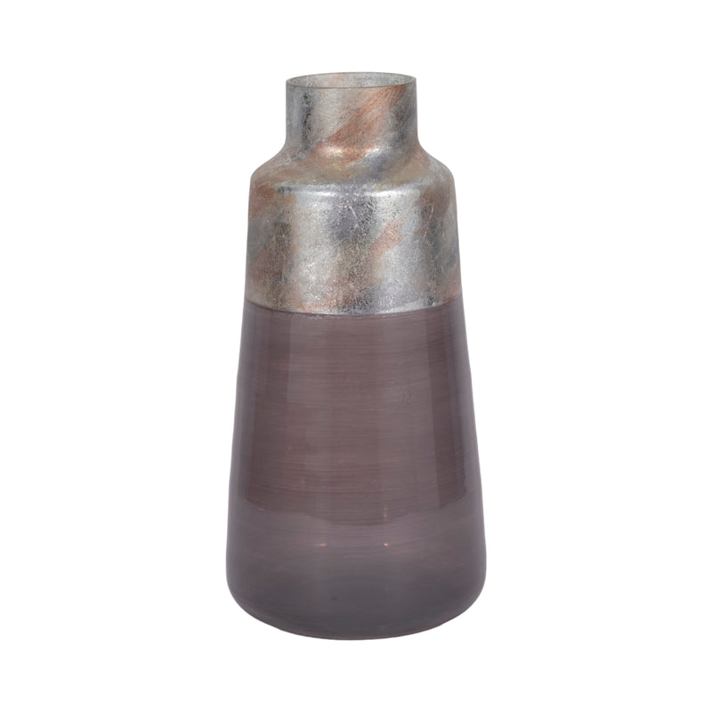 17" 2-tone Glass Vase, Grey Multi