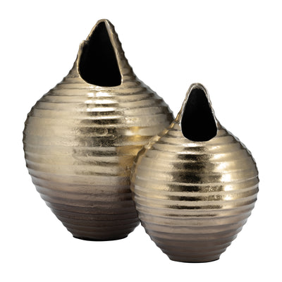 METAL,16",SHELL LIKE VASE,GOLD