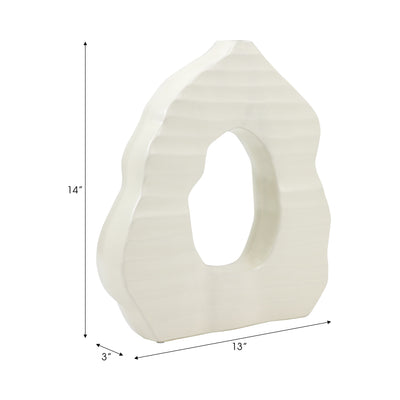 14" Ribbed Open-cut Out Vase, Ivory