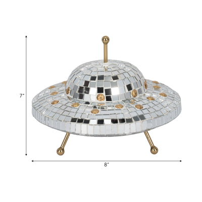 8" Mosaic Disco Spaceship, Silver