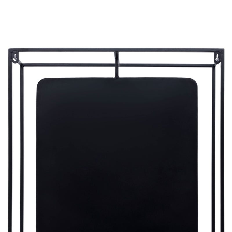 METAL/WOOD 36"H WALL SHELF WITH MIRROR, BLACK/BROW