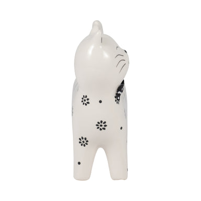 Cer, 7" Daisies Cat, White