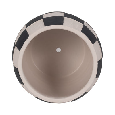 8" Checkerboard Rounded Planter, Black/white