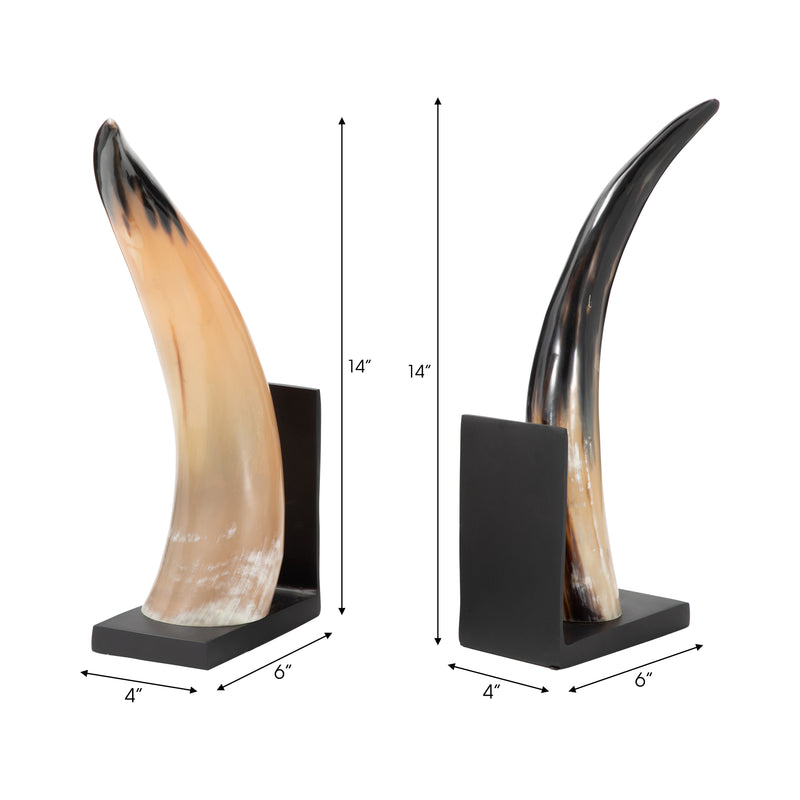 S/2 14" Gamil Horn Bookends