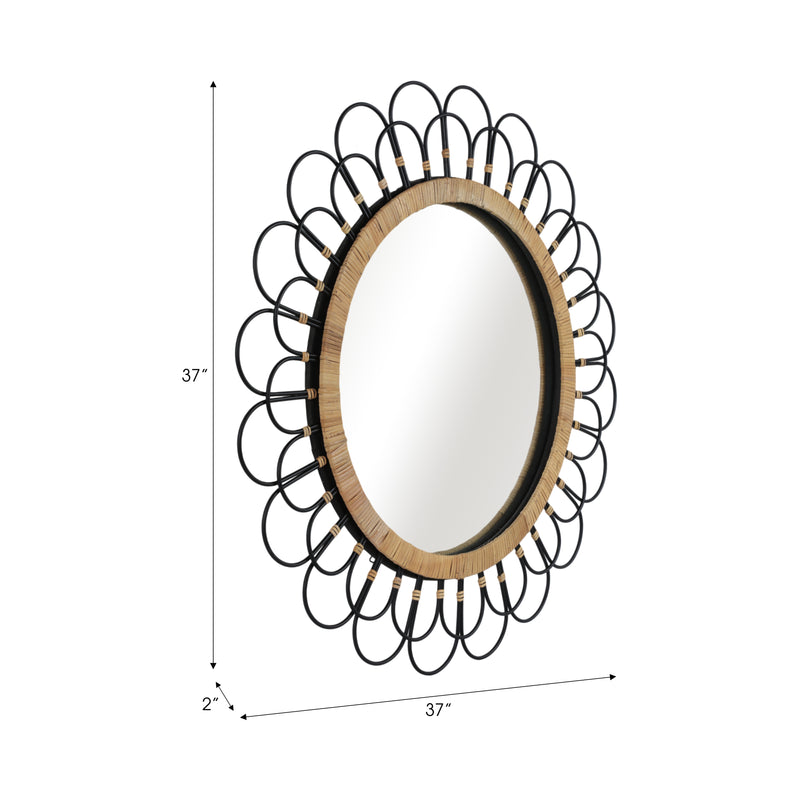 36" DAISY WALL MIRROR, BLACK