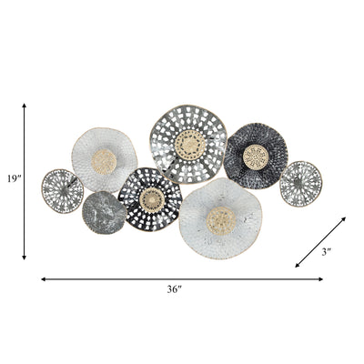 METAL 36" 8 DISC PADS WALL DECO, MULTI WB