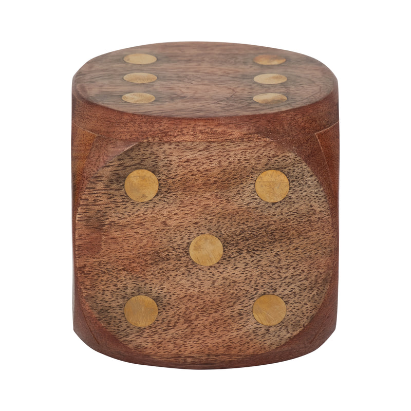 WOOD, 4X4 DICE, ANTIQUE BROWN