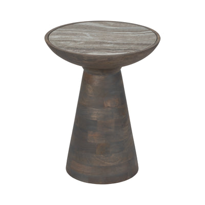 20" Wood Accent Table Baslana Marble Top, Grey