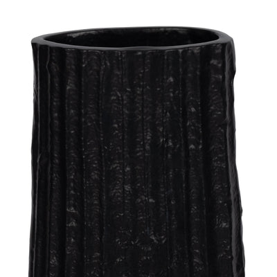 METAL, 35" RIBBED FLOOR VASE, BLACK