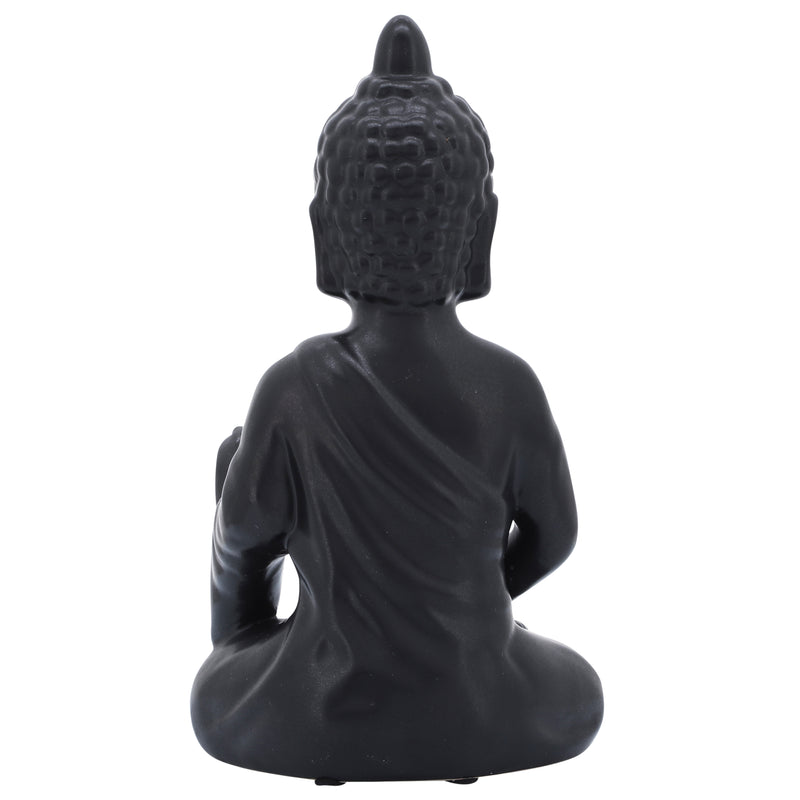 10", BLACK CERAMIC SEATED BUDDHA