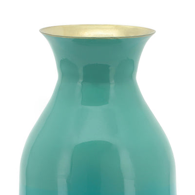 METAL 9" OLPE VASE, GREEN