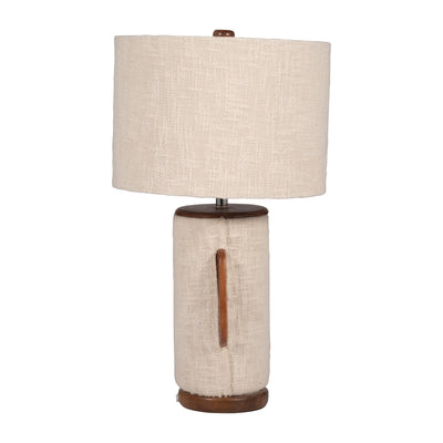 24" Ecomix Fabric Lamp With Wood, Ivory