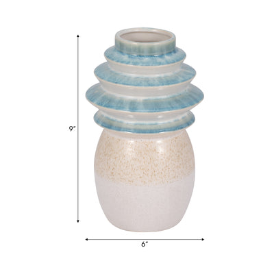 9" Fluted Top Vase Reactive Finish, Multi