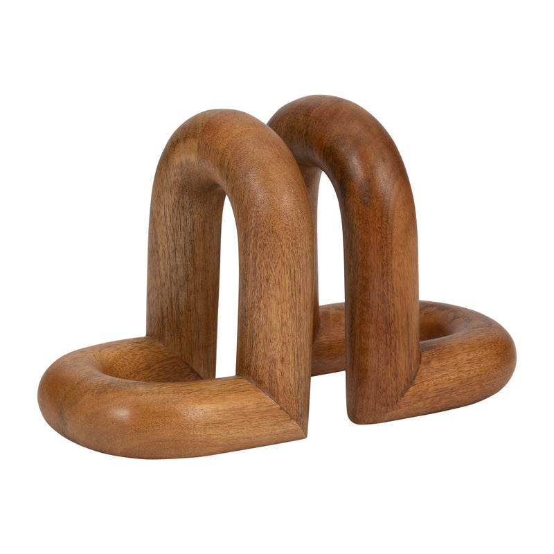 WOOD, S/2 7" LOOPY BOOKENDS, BROWN