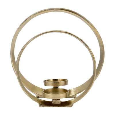 METAL,S/2 10/13"H, RING SHAPE CANDLE HOLDER,GOLD