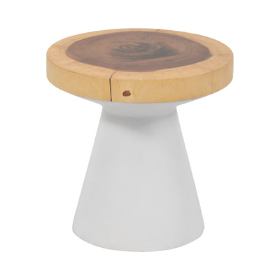 Wood, 16" Accent Table With White Base, Natural/wh