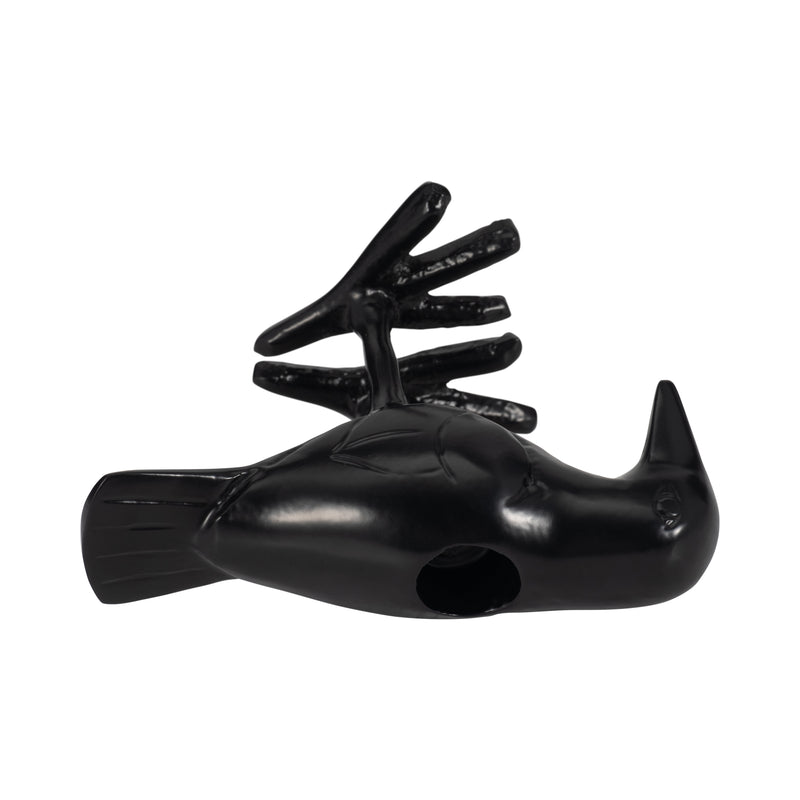 6" Crow Taper Candle Holder, Black