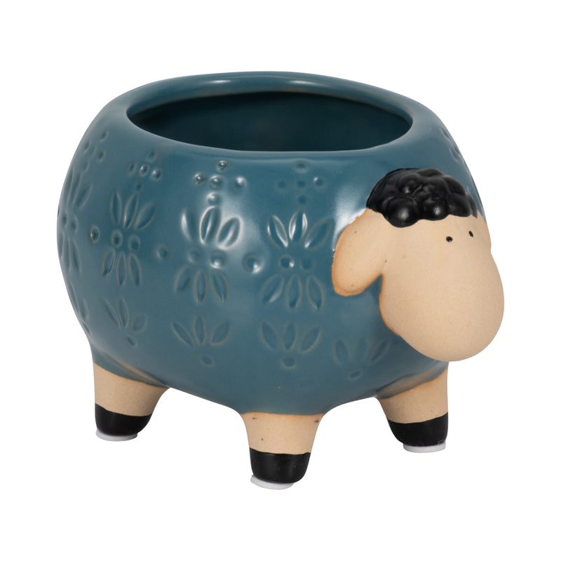 6" Sheep Planter, Blue