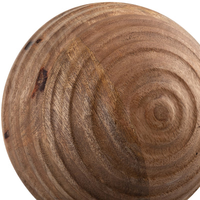 6" WOODEN ORB W/ RIDGES, NATURAL