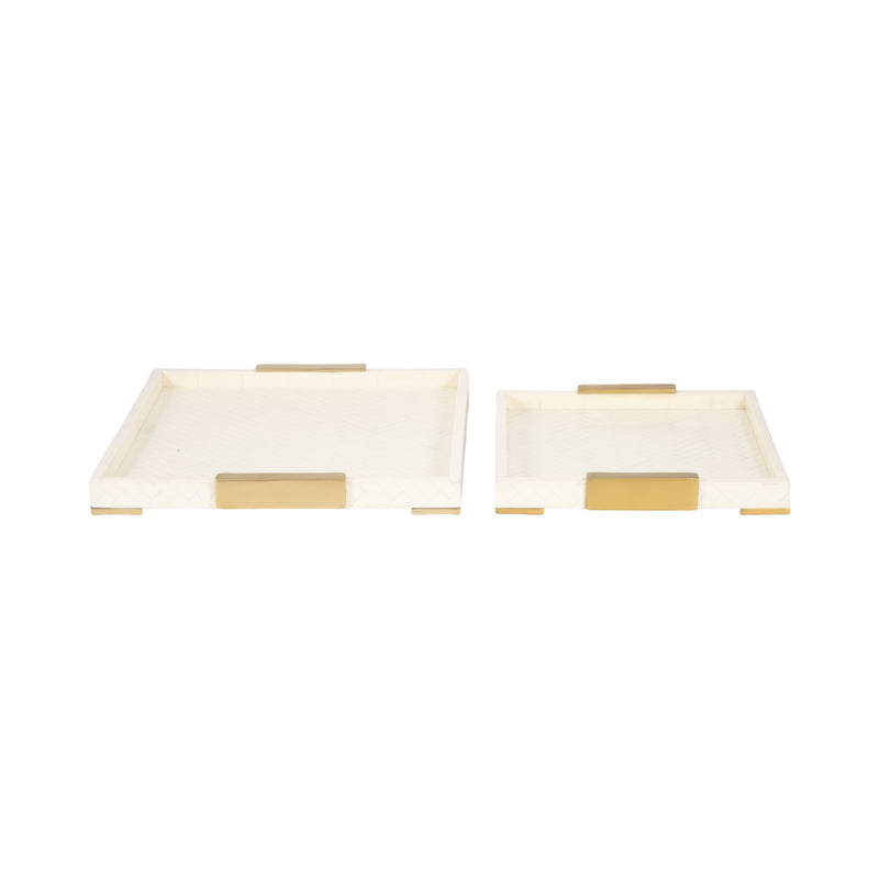 S/2 16/20" Carley Resin Trays, Natural