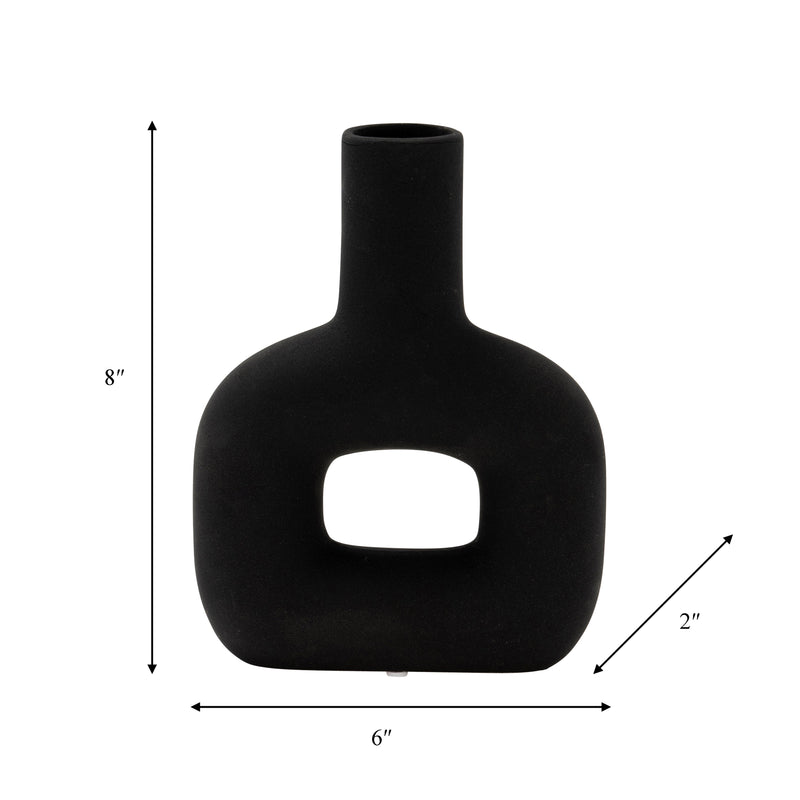 DOL, 8" OPEN CUT VASE, BLACK