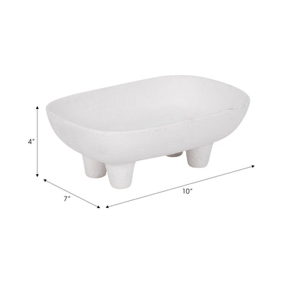 10" Footed Rounded Rectangle Bowl, White