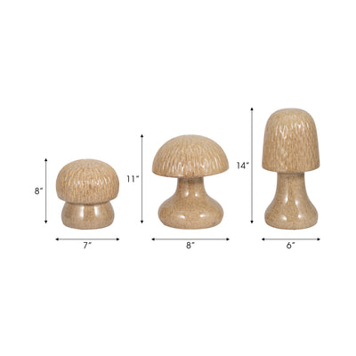 S/3 8/11/14" Cassoria Ceramic Mushrooms