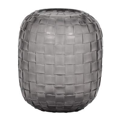 Jordan Glass, 9" Woven Finish Vase, Gray