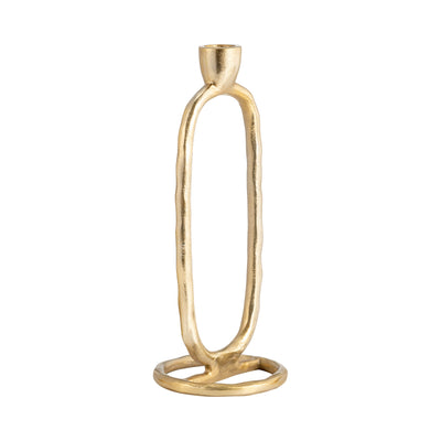 METAL, 10" OPEN OVAL TAPER CANDLEHOLDER, GOLD