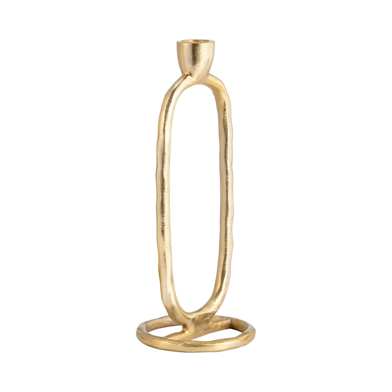 METAL, 10" OPEN OVAL TAPER CANDLEHOLDER, GOLD